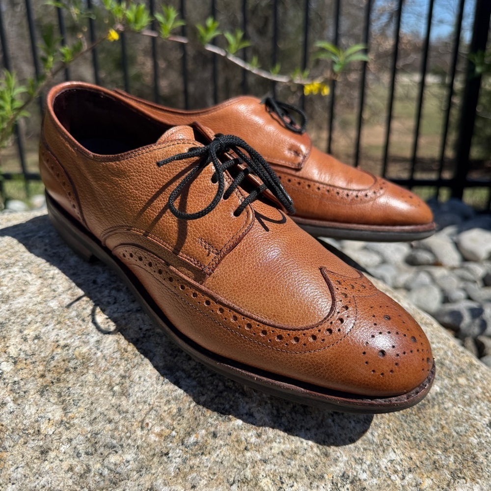 Allen Edmonds Men’s Nomad Wingtip Derby Brown Pebbled Leather Dress Shoes 9D USA